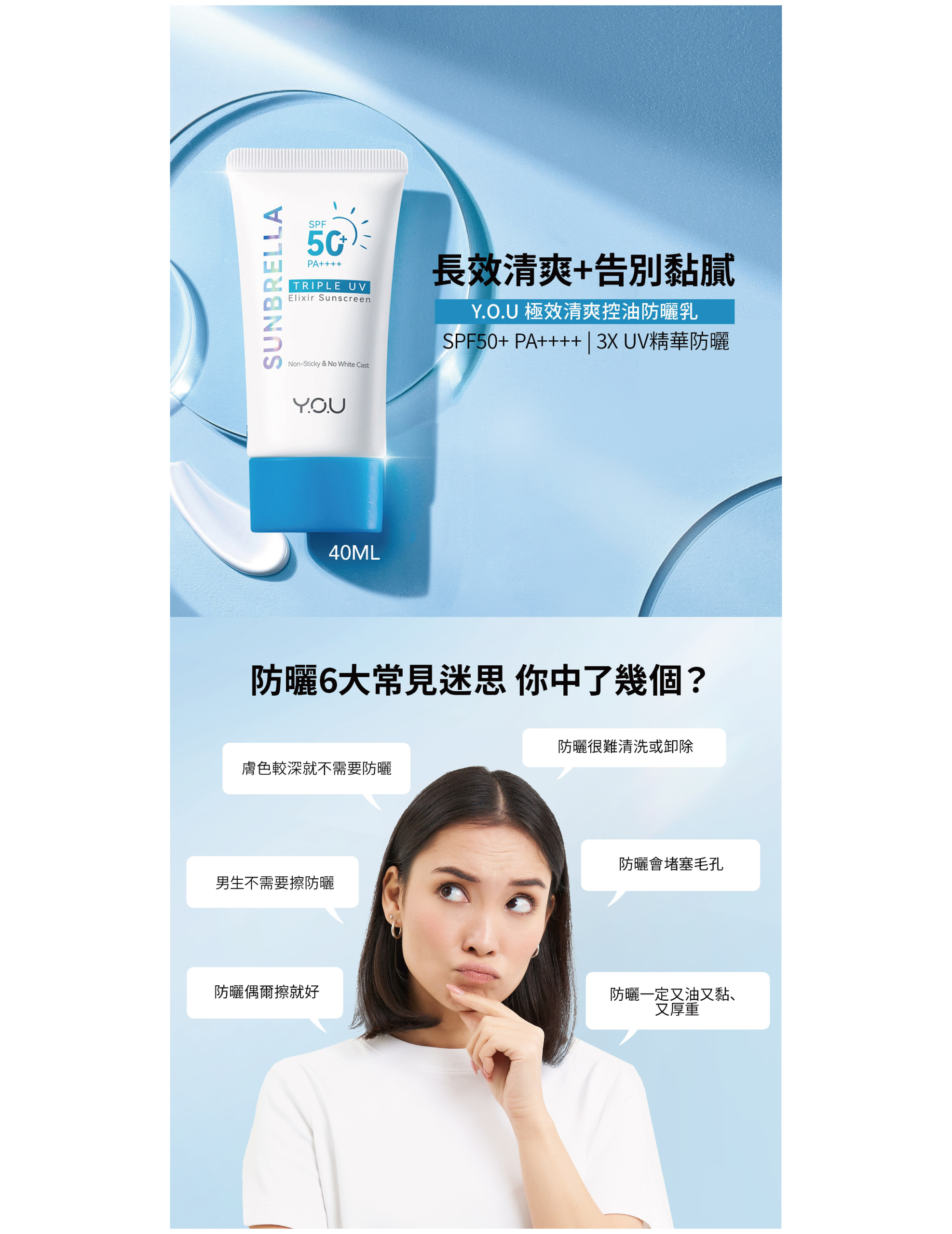 Y.O.U 極效清爽控油防曬乳 40ml 商品圖
