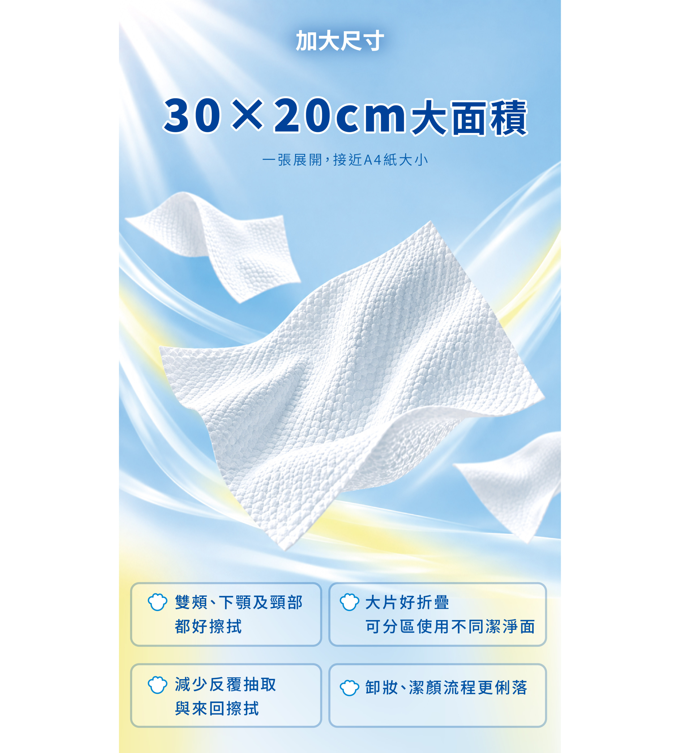 依涵絲極淨柔膚洗臉巾80抽(珍珠紋加大版) 商品圖