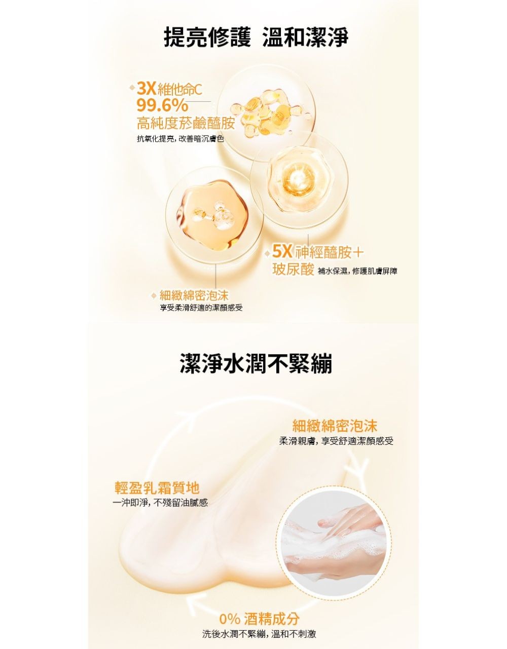 胺基酸煥亮溫和潔面乳100g 換膚保養成份